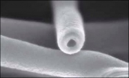 Duté nanovlákno vyrobené metodou koaxiálního elektrostatického zvlákňování