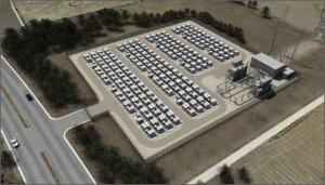 Představa Tesly o komerční průmyslové instalaci větších bateriových systémů Powerpack /Zdroj: Tesla Energy/