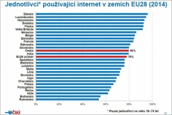 V počtu uživatelů internetu jsme překročili evropský průměr