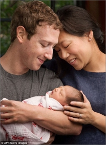 Mark Zuckerberg s manželkou Priscillou a novorozenou dcerou Maximou