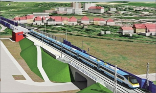 Vizualizace zastávky Rousínov na připravovaném rychlém spojení Brno-Přerov