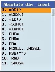 Obr. 3: Specializované menu pro podporu tvorby NC programů v textovém editoru