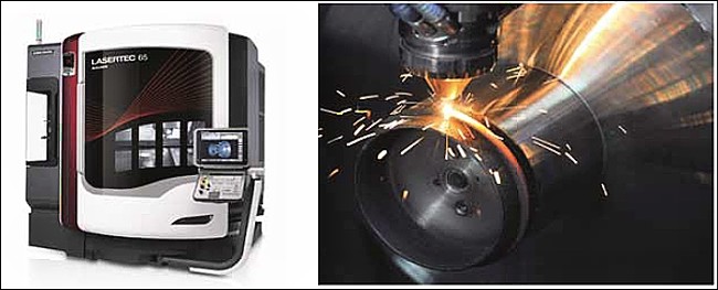 LASERTEC 65 AdditiveManufacturing do plnohodnotného 5osého frézovacího stroje integruje generativní laserové navařování