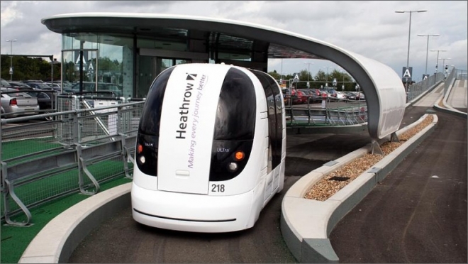 Výstupní stanice kabinek UltraPRT na parkovišti Heathrow /Zdroj: BAA-Heathrow/