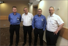 Zleva: David McBriar CAMWorks, Ing. Josef Malý 3E Praha Engineering, Robert Hutter CAMWorks, Jaroslav Malina 3E Praha Engineering