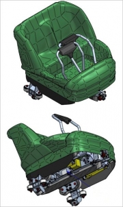 Podvozek dráhového vozíku se skládá ze dvou sub-celků zvaných wheel-carrier a support-up stop