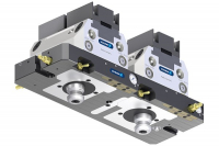 Pomocí standardizovaných základových desek SCHUNK ABP-h plus je možné zkombinovat upínací svěráky SCHUNK TANDEM KSP plus s upínacím systémem nulového bodu SCHUNK VERO-S