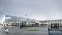 Toto je vize nového cobot Hubu v Odense. Konečný architektonický návrh nebyl doposud určen.