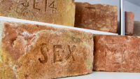 Vtípek z 19. století - cihla označená nápisem SEX Vtípek z 19. století - cihla označená nápisem SEX
