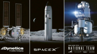Trojice konkurenčních lunárních landerů