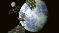 Futuristická představa satelitní solární elektrárny