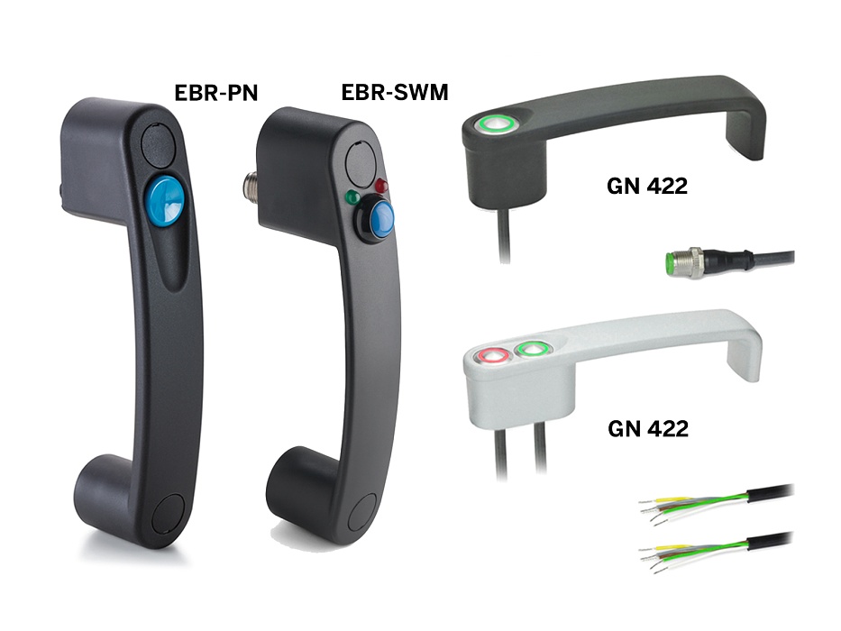 Madlo s pneumatickým ventilem (EBR-PN) umí regulovat proud vzduchu, madla s elektrickým spínačem (EBR-SWM, GN 422) zase třeba rozsvítit kontrolku či zastavit výrobní pás.