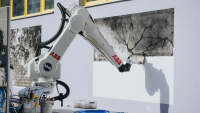 Robot ABB vytvořil v Mladé Boleslavi street art podle návrhu AI