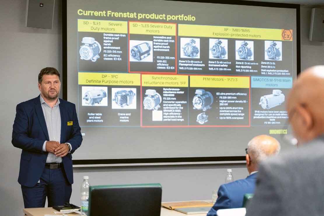 Roman Valný, CEO Innomotics ČR představuje výrobní portfolio závodu ve Frenštátě