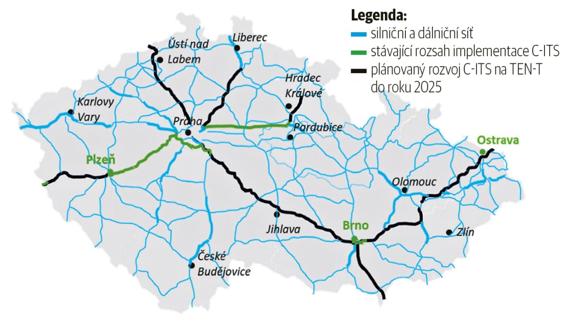 Pokrytí českých dálnic systémem C-ITS se bude postupně rozšiřovat Pokrytí českých dálnic systémem C-ITS se bude postupně rozšiřovat