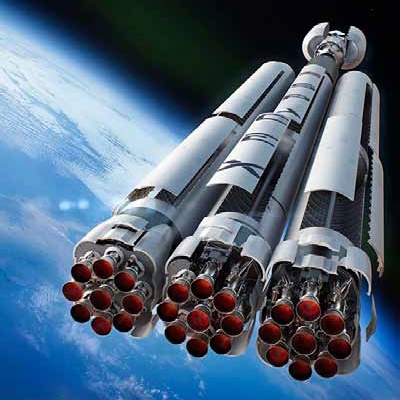 Muskův Falcon Heavy používá tři jádra (stupně) motorů Falcon 9, z nichž každé má devět motorů‘ © SpaceX