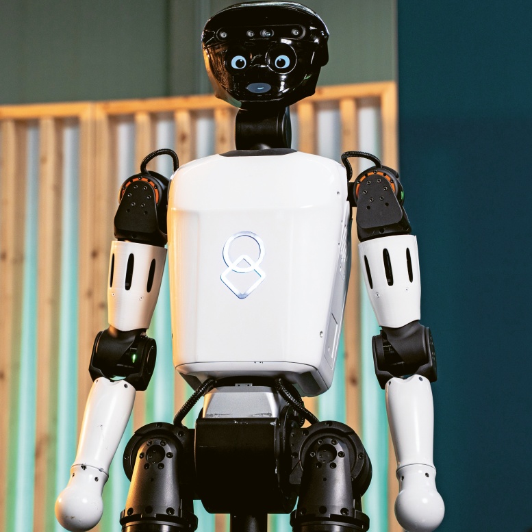 Dobrácký robot uMe je vysoký 1,20 m, váží přibližně 30 kg a jeho posláním je zastávat funkci společníka osamělých lidí © URG