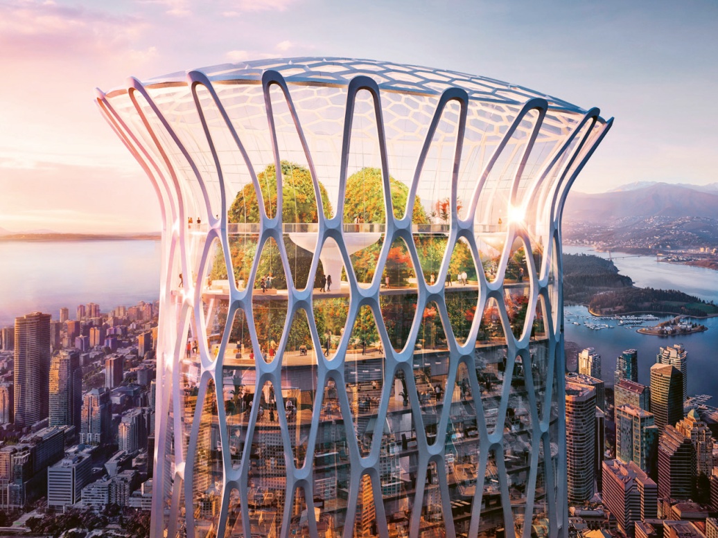 Na vrcholu bude umístěna střešní terasa v podobě parku přístupného veřejnosti Na vrcholu bude umístěna střešní terasa v podobě parku přístupného veřejnosti