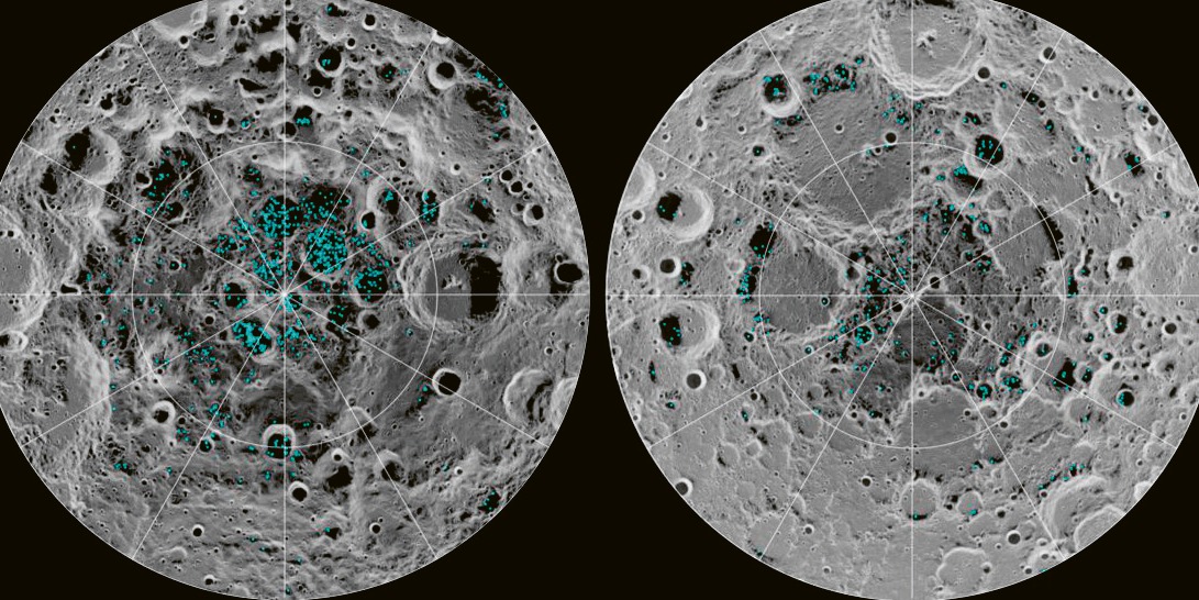 Voda na Měsíci — modrý led © NASA Voda na Měsíci — modrý led © NASA