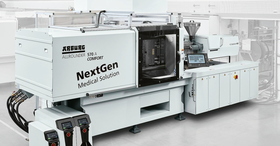 Přesný elektrický vstřikovací stroj Arburg Allrounder 570 A Comfort v provedení „NextGen Medical Solution“ pro náročné aplikace ve zdravotnické technice © Arburg